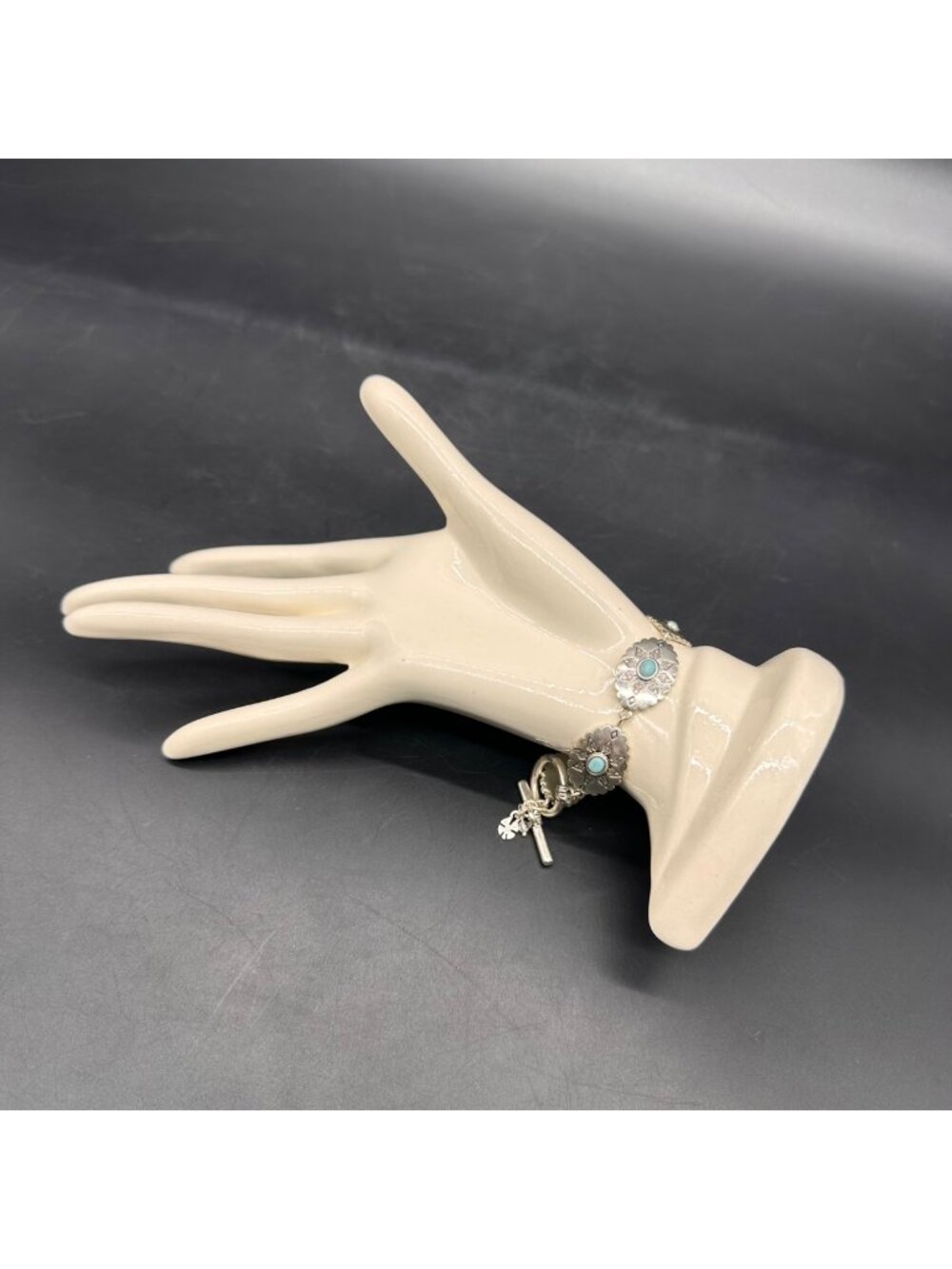 Lucky Brand Faux Turquoise Southwestern Silver Tone Bracelet Western Jewelry